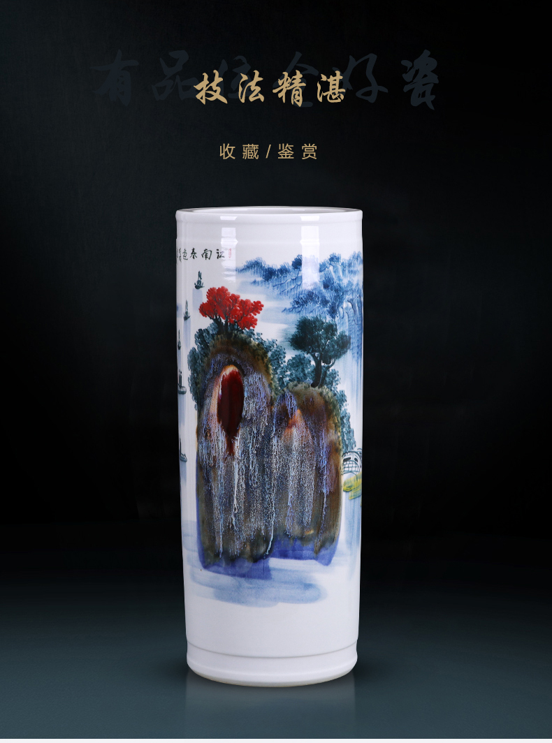 Jingdezhen ceramics landing a large vase furnishing articles hand - made straight bottle creative Chinese style home sitting room adornment