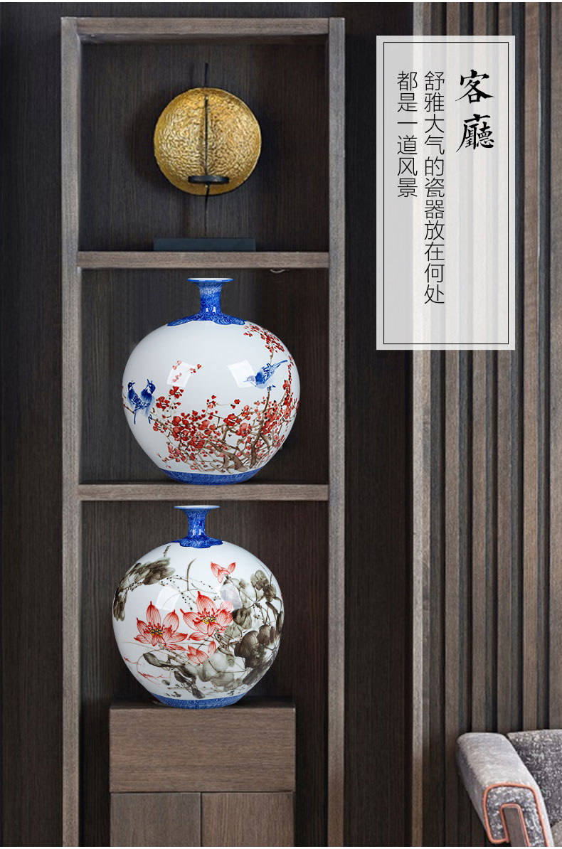 Jingdezhen ceramics hand - made large painting of flowers and pomegranate vase rich ancient frame sitting room adornment of Chinese style household furnishing articles