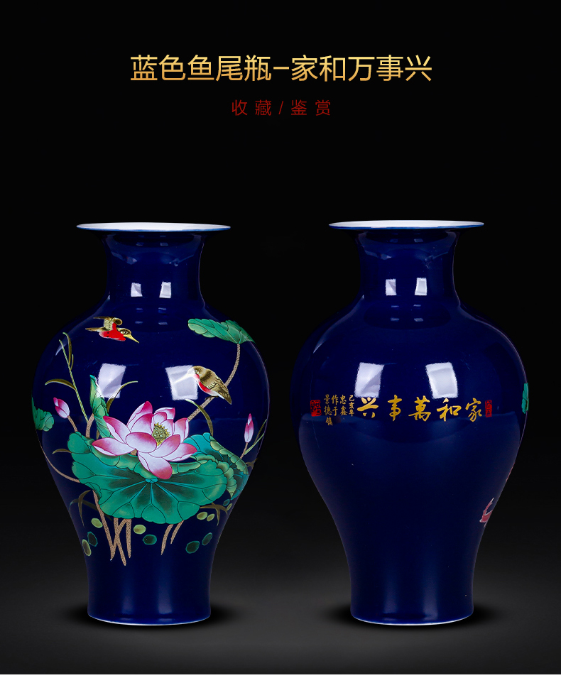 Jingdezhen ceramics glaze color insert small vase furnishing articles furnishing articles rich ancient frame the sitting room of Chinese style household decorations