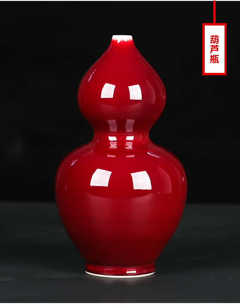 Jingdezhen ceramics red glaze vase furnishing articles of modern Chinese style household flower arrangement sitting room TV ark, wine accessories