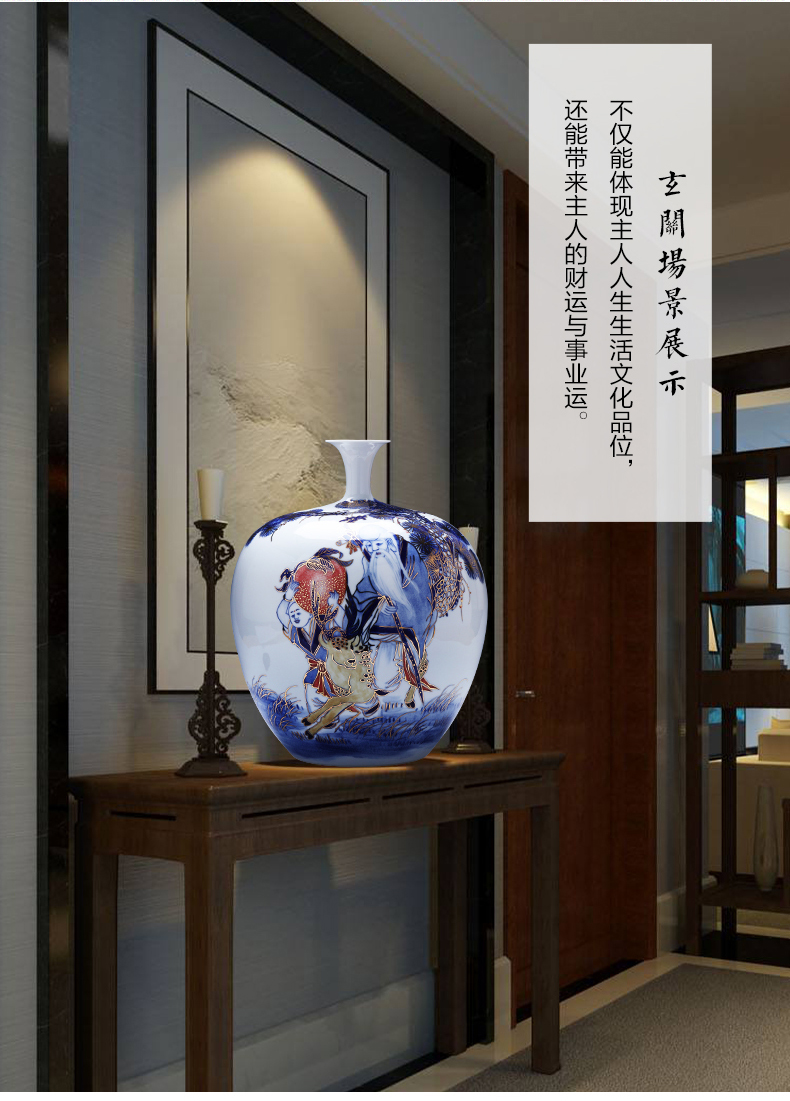 Jingdezhen ceramics hand - made paint pomegranates of blue and white porcelain bottle large vases, sitting room of Chinese style household decorations furnishing articles