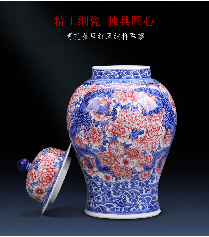 The General hand - made large blue and white porcelain is jingdezhen ceramics longfeng pot sitting room porch furnishing articles of Chinese style household decoration