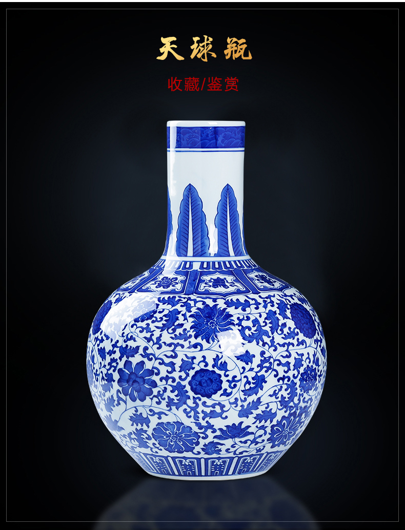 Jingdezhen ceramics archaize large blue and white porcelain vases, new Chinese style household living room TV ark adornment furnishing articles