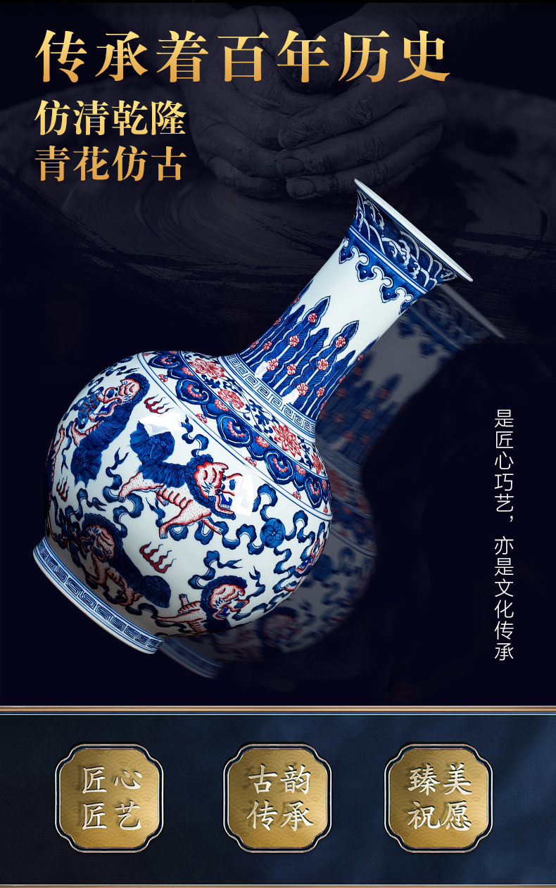 Jingdezhen ceramics hand - made porcelain of antique Chinese blue and white porcelain vase qianlong sitting room flower arranging furnishing articles of handicraft