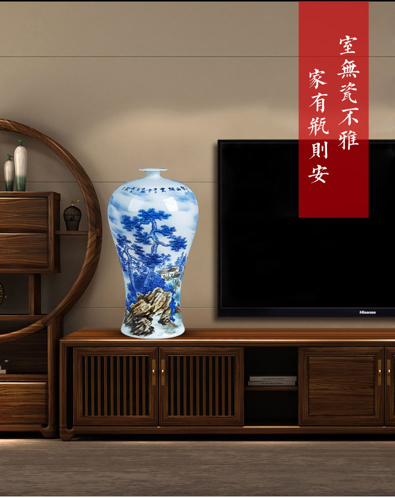 Blue and white porcelain of jingdezhen ceramics hand - made large new sitting room of Chinese style household decorative porcelain vase landing furnishing articles