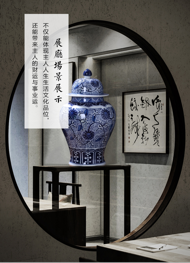 Jingdezhen ceramics vase general hand - made antique store content of blue and white porcelain pot decorate household act the role ofing is tasted furnishing articles