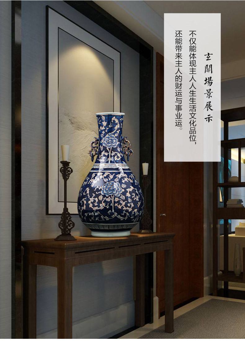 Jingdezhen ceramics hand - made the see colour blue and white porcelain vases, large living room light flower arranging Chinese key-2 luxury furnishing articles ornament