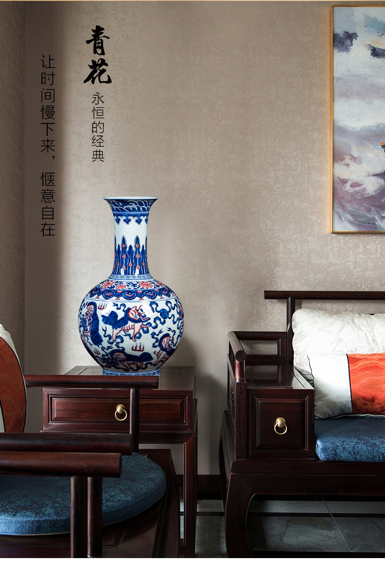 Jingdezhen ceramics hand - made porcelain of antique Chinese blue and white porcelain vase qianlong sitting room flower arranging furnishing articles of handicraft