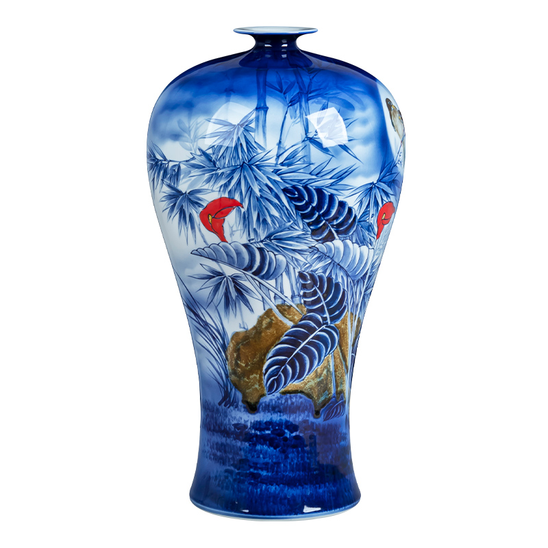 Hand draw large blue and white porcelain is jingdezhen ceramics new sitting room of Chinese style household decorative porcelain vase landed furnishing articles