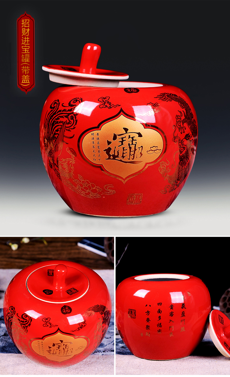 Jingdezhen ceramics vase furnishing articles China red apple with cover modern household adornment newly - I bridal chamber pot