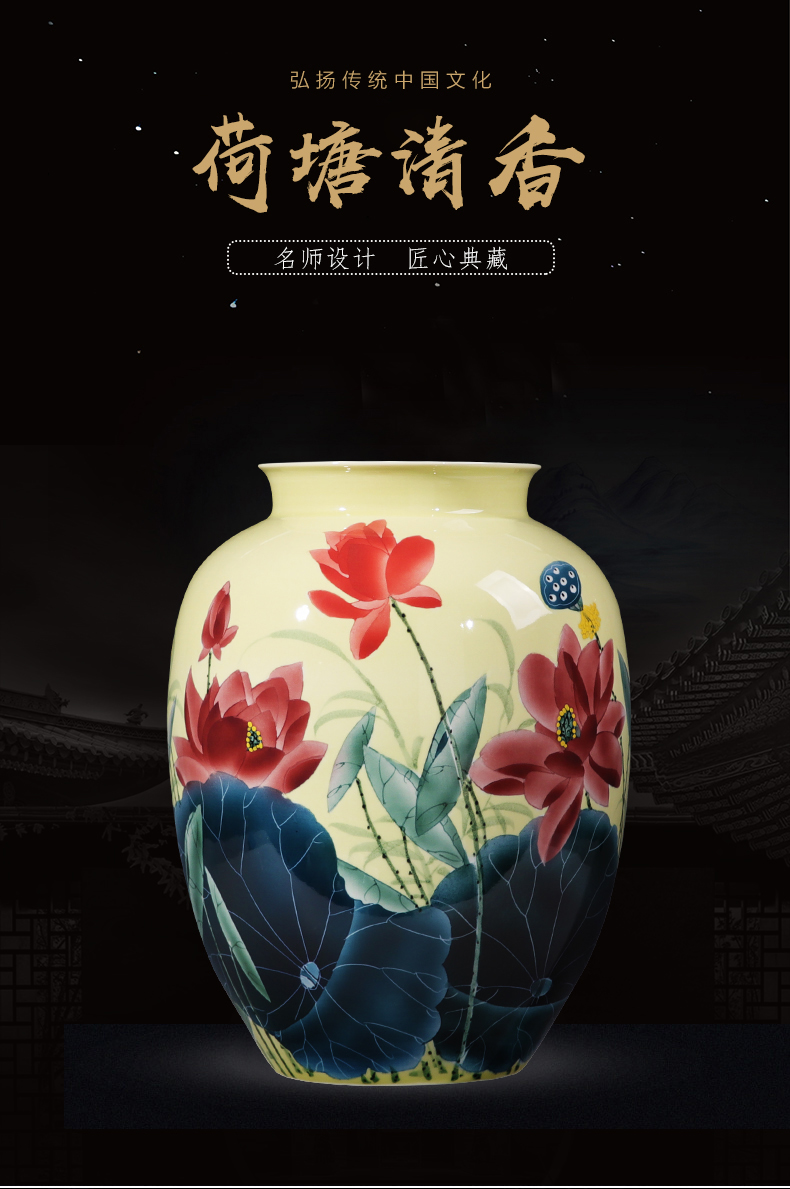 Jingdezhen ceramics hand - made lotus expressions using vase furnishing articles sitting room flower arranging rich ancient frame of Chinese style household ornaments