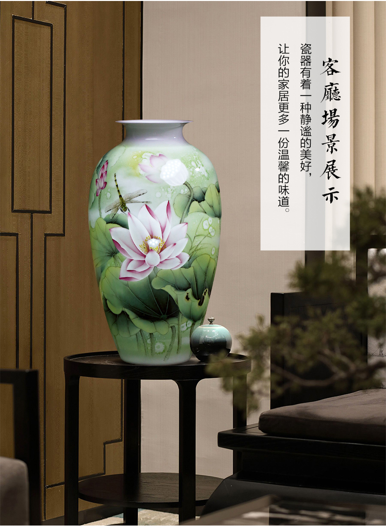 The Master of jingdezhen ceramics hand - made lotus big knife clay vases, new Chinese style home sitting room adornment is placed