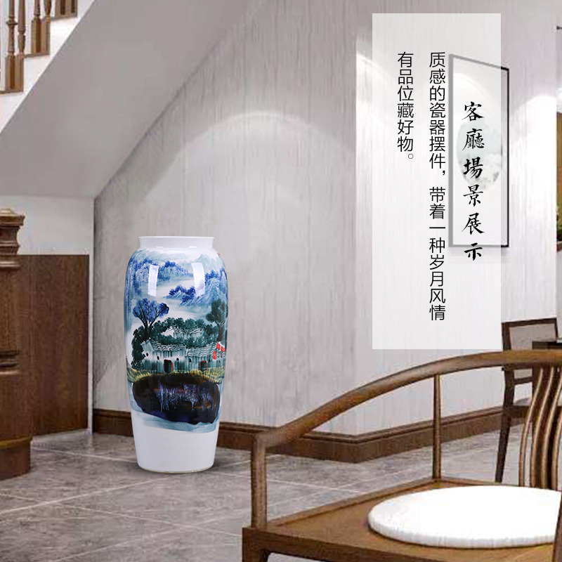 Jingdezhen ceramics hand - made landing large quiver straight vase furnishing articles of new Chinese style home sitting room adornment