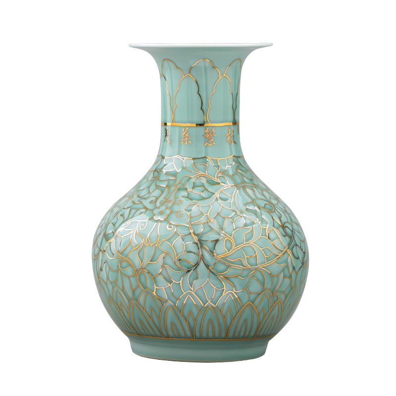 Jingdezhen ceramic hand the see colour blue glaze porcelain vase large light key-2 luxury furnishing articles creative Chinese style household decorations