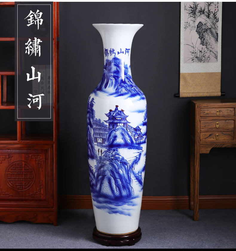 Jingdezhen ceramic vase large landing hand - made porcelain porcelain of modern Chinese style home sitting room adornment is placed