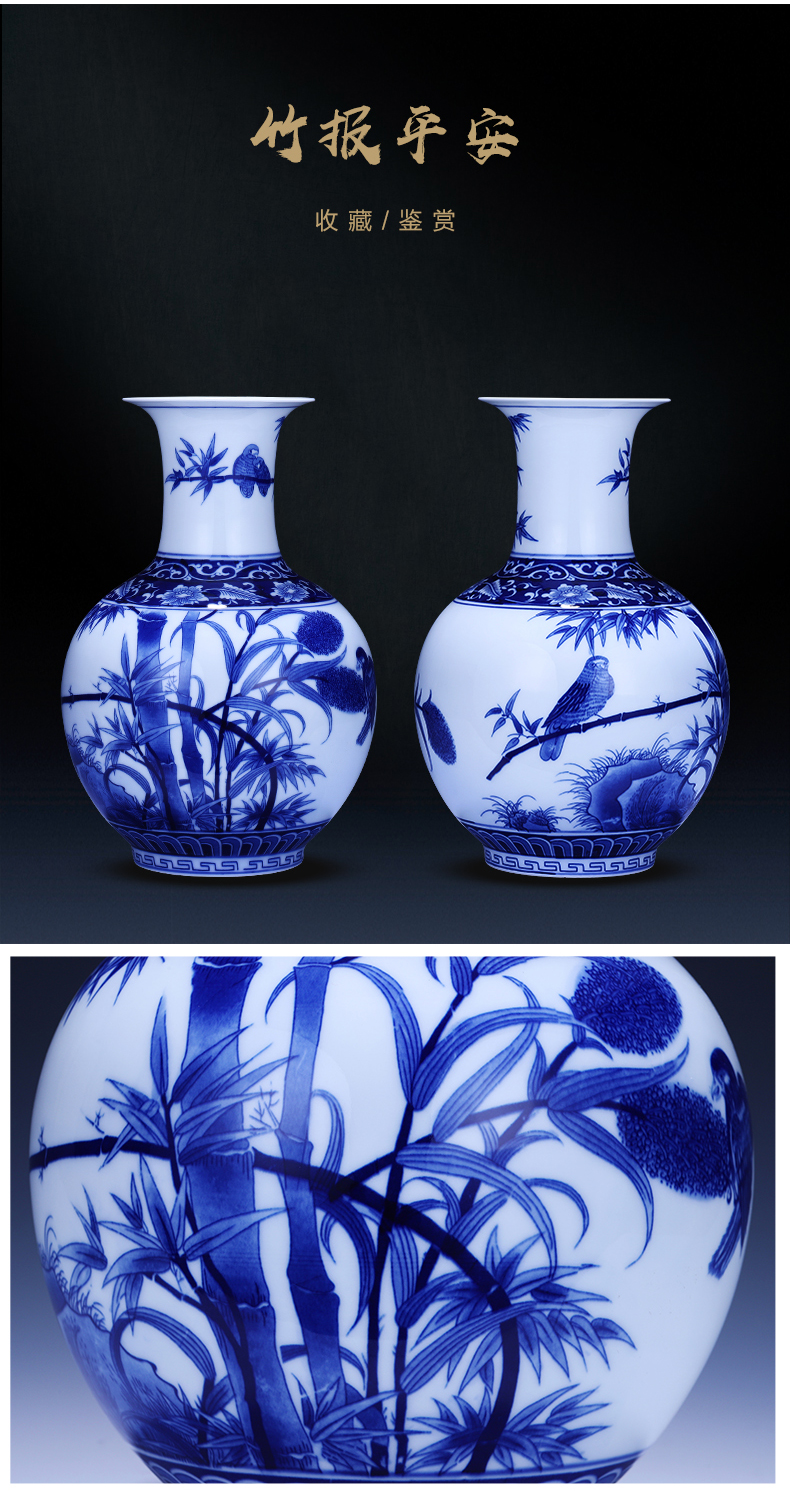 Jingdezhen ceramics archaize the qing hand - made painting of flowers and blue and white porcelain vases, flower arranging furnishing articles of Chinese style household decorations