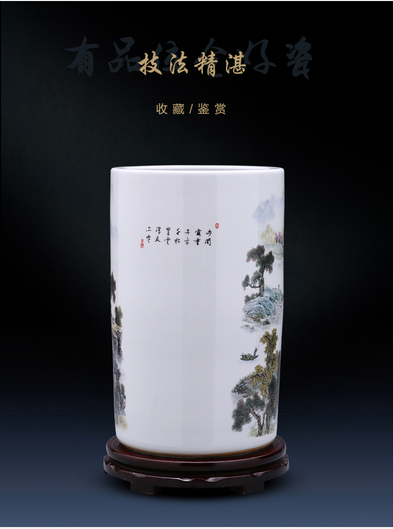 Jingdezhen ceramics vase furnishing articles calligraphy and painting scroll calligraphy and painting straight high ground large living room home decoration