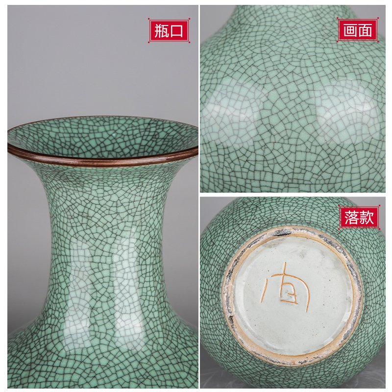 Jingdezhen ceramics archaize crack blue glaze on large vases, Chinese style restoring ancient ways home sitting room adornment is placed