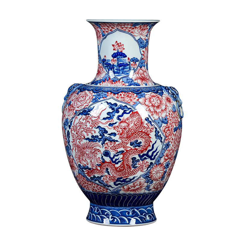 Jingdezhen ceramics hand - made vases, blue and white porcelain furnishings living room TV cabinet antique Chinese porcelain ornament