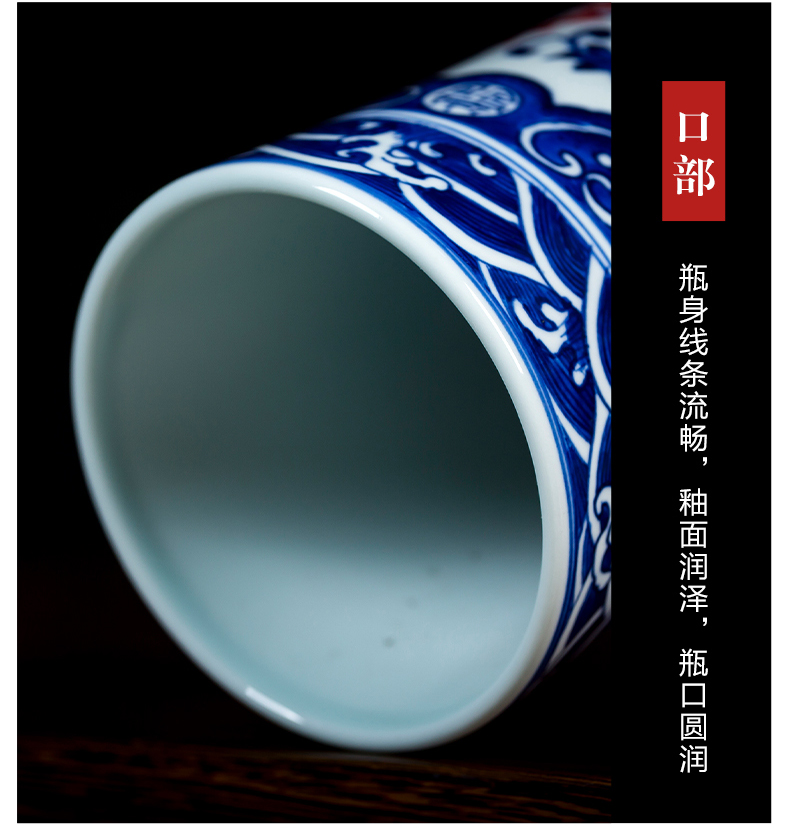 Jingdezhen ceramics hand - made antique vase of blue and white porcelain vases sitting room adornment is placed household act the role ofing is tasted handicraft