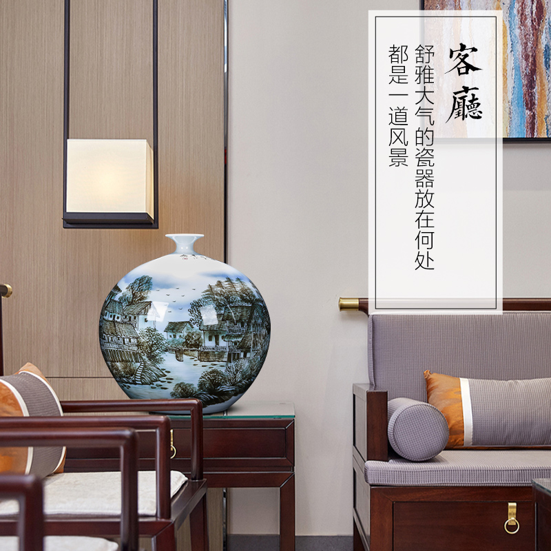 Jingdezhen ceramics hand - made under glaze blue and white porcelain vases, the sitting room of Chinese style household decorations furnishing articles housewarming gift