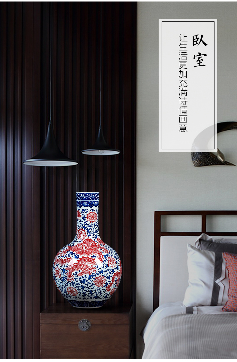 Jingdezhen ceramics hand - made antique vase of blue and white porcelain vases sitting room adornment is placed household act the role ofing is tasted handicraft