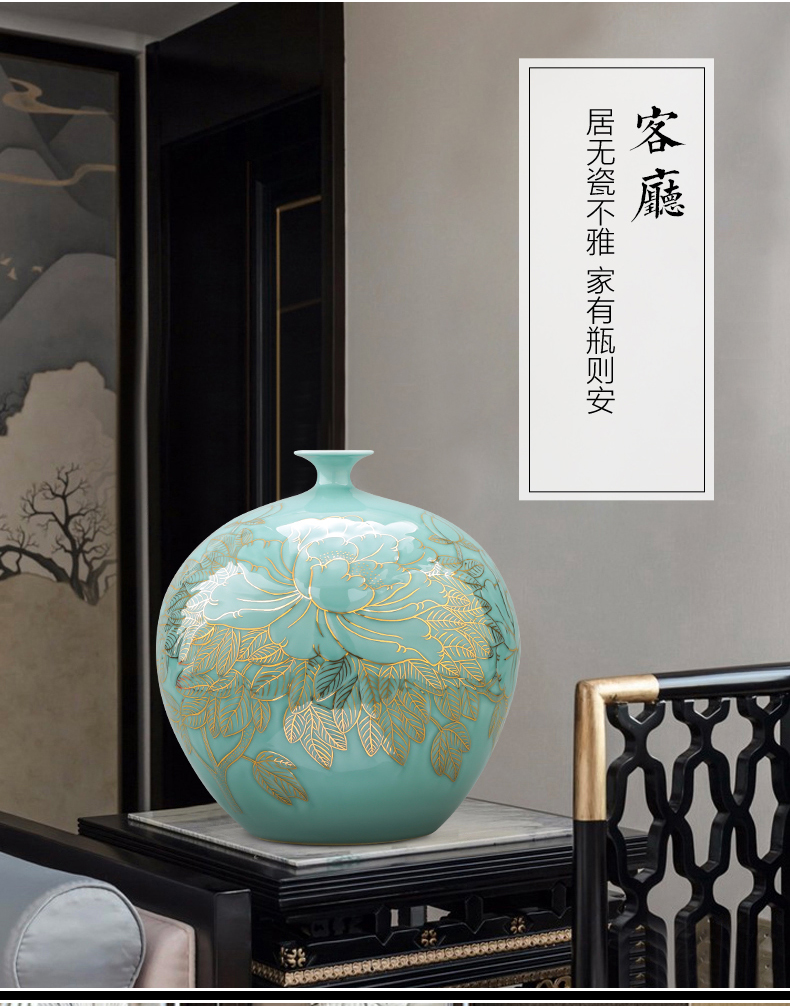 Jingdezhen ceramics hand - made the see colour blue glaze vase big pomegranate bottle of new Chinese style home sitting room adornment is placed