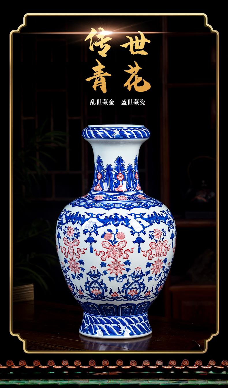 Jingdezhen ceramics hand - made of blue and white porcelain vase furnishings sitting room TV ark, Chinese arts and crafts porcelain restoring ancient ways