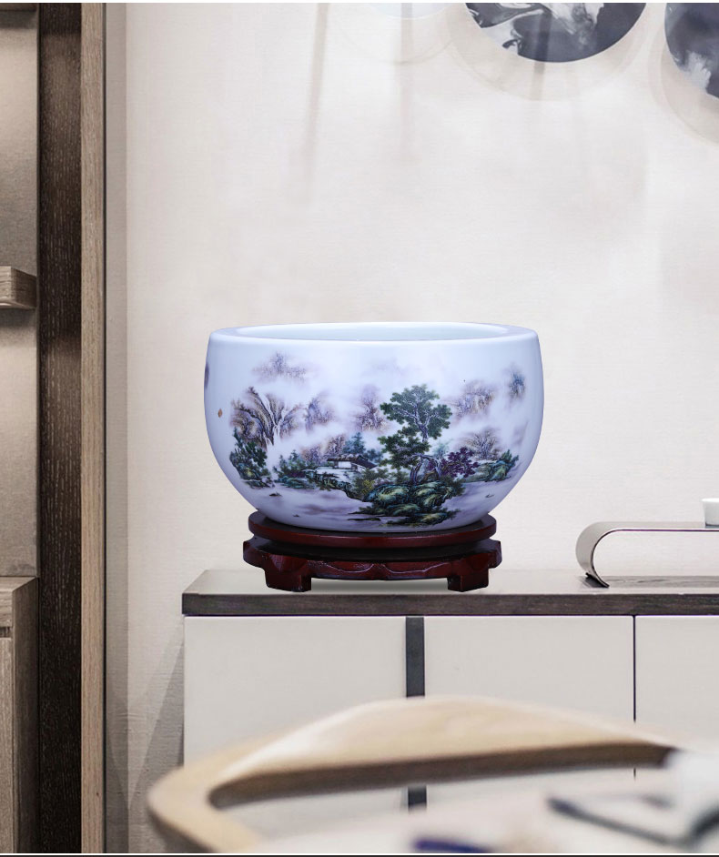 Jingdezhen ceramics aquarium tortoise cylinder feng shui plutus cornucopia of Chinese style home sitting room adornment is placed