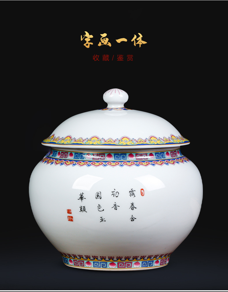 Jingdezhen ceramics small caddy fixings loose tea tea cake storage tanks large household coarse cereals snacks storage place