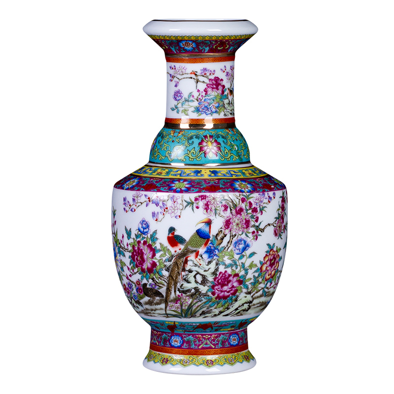 Jingdezhen ceramic antique colored enamel floret bottle of flower arranging furnishing articles furnishing articles rich ancient frame the sitting room of Chinese style household decoration