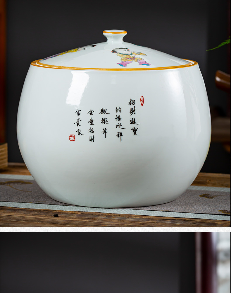 Jingdezhen ceramics caddy fixings loose tea pot a thriving business with cover seal storage tank large household moistureproof