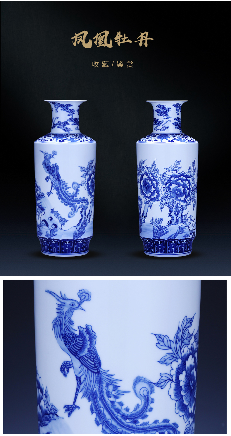 Jingdezhen ceramics archaize the qing hand - made painting of flowers and blue and white porcelain vases, flower arranging furnishing articles of Chinese style household decorations