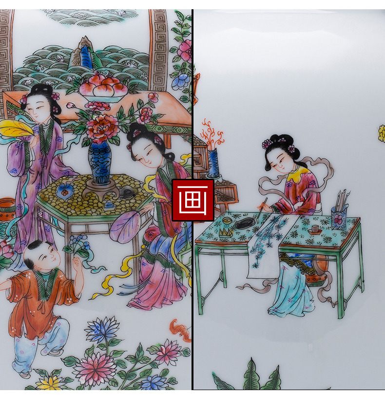 Jingdezhen ceramics hand - made pastel antique vase furnishing articles sitting room of Chinese style household flower arranging TV ark, adornment