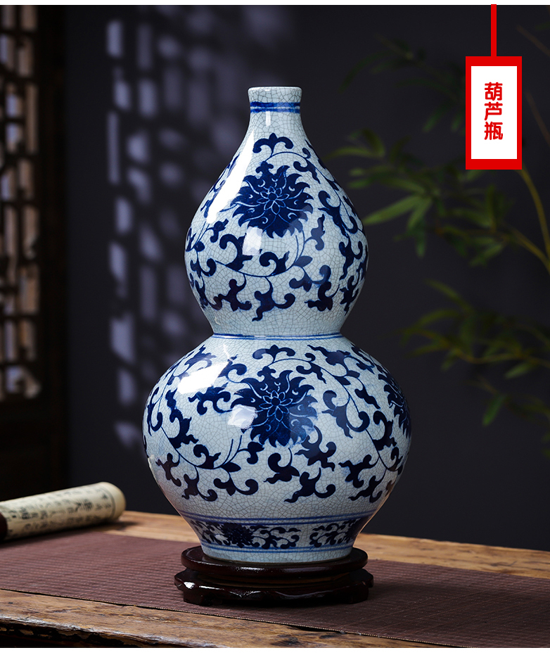 Jingdezhen porcelain ceramic large blue and white porcelain vase guanyao new Chinese style household furnishing articles archaize sitting room adornment