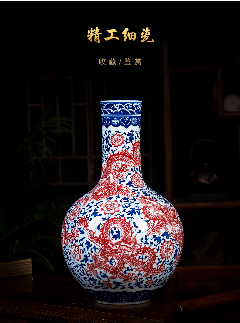 Jingdezhen ceramics hand - made antique vase of blue and white porcelain vases sitting room adornment is placed household act the role ofing is tasted handicraft