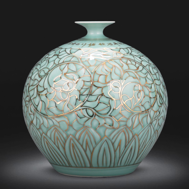 The Master of jingdezhen ceramics hand - made light relief paint vases, new Chinese style key-2 luxury home sitting room adornment is placed