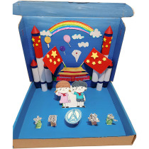 Turning waste into treasure handmade creative art semi-finished rocket aviation space dream space dream three-dimensional story box