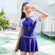 Girls  swimsuit Medium and large childrens one-piece wetsuit Student training girl skirt Simple conservative professional childrens swimsuit