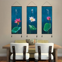 New Chinese style Chinese style retro background hanging cloth hanging canvas art Lotus Zen Buddha hall tea room study decorative tapestry