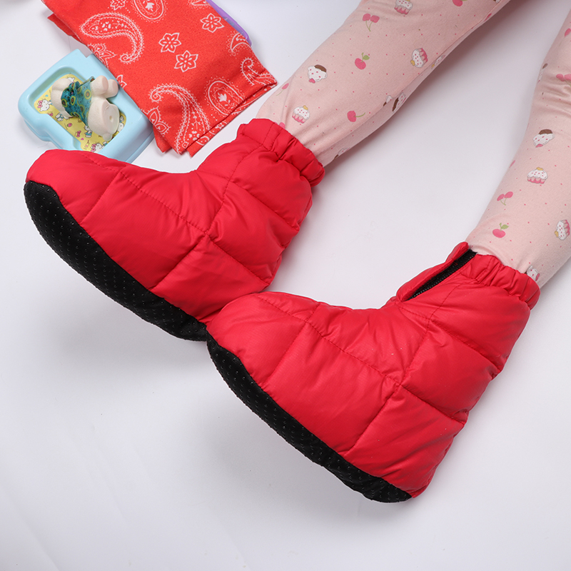 Children's home shoes winter plus suede thickened down shoes indoor soft bottom non-slip waterproof floor shoes sleeping warm shoes