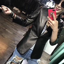 European goods leather leather womens short 2021 autumn and winter new slim Korean small suit sheepskin jacket jacket trend