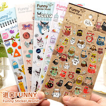 South Korea Funny Sticker Cute Cartoon Animal Cat Owl Hot Gold Sticker Diary Hand Ledger Decorative Diy Paste Painting