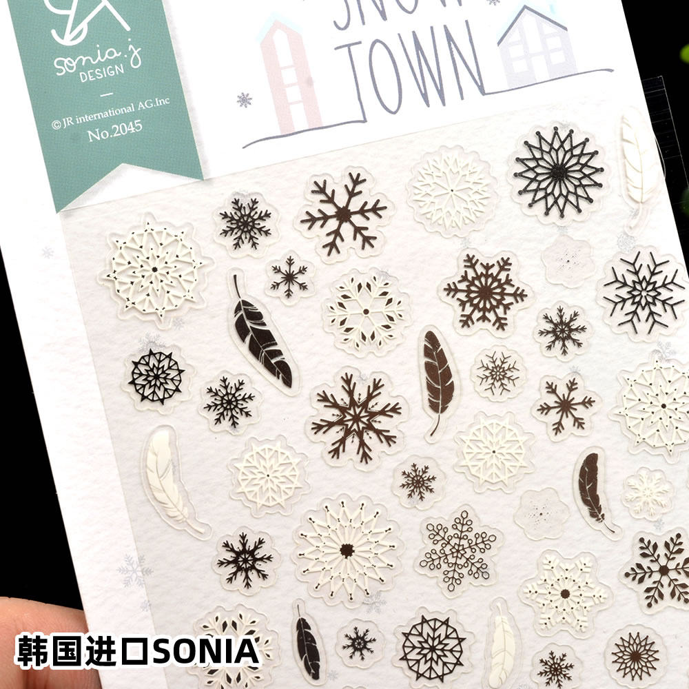 South Korea SINIA Hot Gold Snowflake Stickers Children's Diary Handbooks Christmas Gifts Decorative and Adhesive Paintings