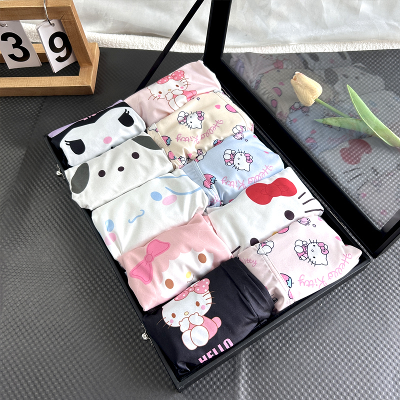 Hellokitty Sanrio Cute Cartoon Underwear for Men, Sexy and Pure Desire Style, Ice Silk 2024 New Model, Gift for Boyfriend