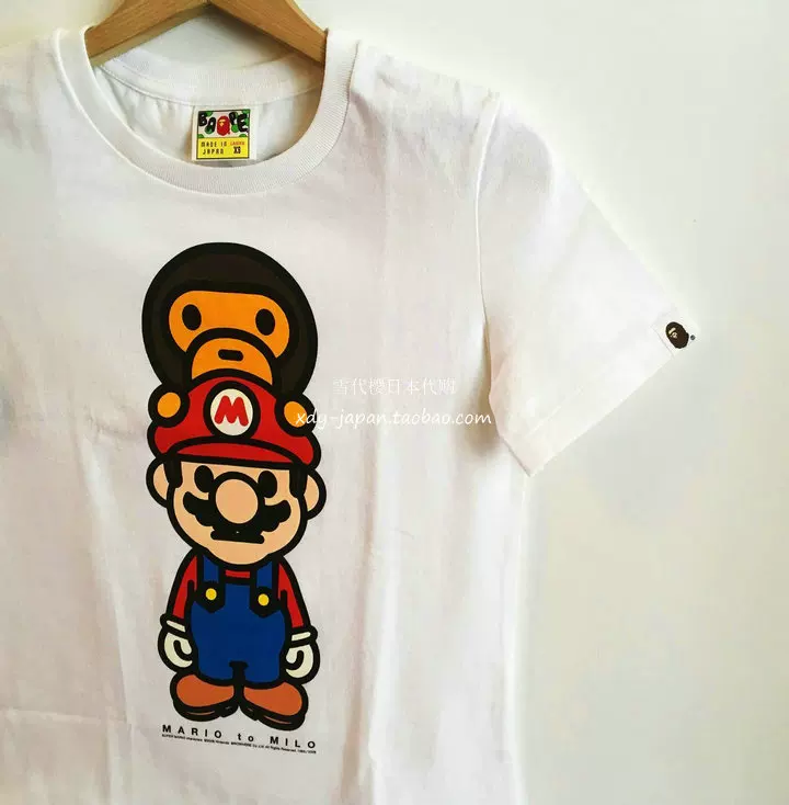 Футболка (BAPE x MARIO) лимитированная белая с принтом, размер XS