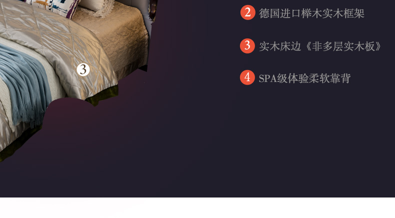 YILANG Yilang Gỗ rắn cao cấp Châu Âu 1,8 m chính giường đôi + đầu giường kết hợp nội thất phòng ngủ mẫu kệ tivi đẹp
