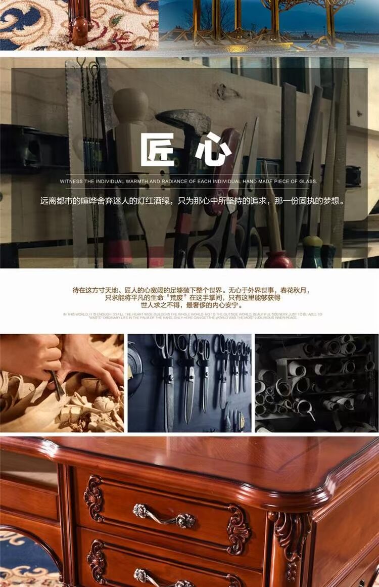 Bàn làm việc bằng gỗ rắn Yilang Châu Âu + bộ bàn ghế học tập kết hợp bàn ghế máy tính Mỹ và ghế kết hợp nội thất thông minh cho nhà nhỏ