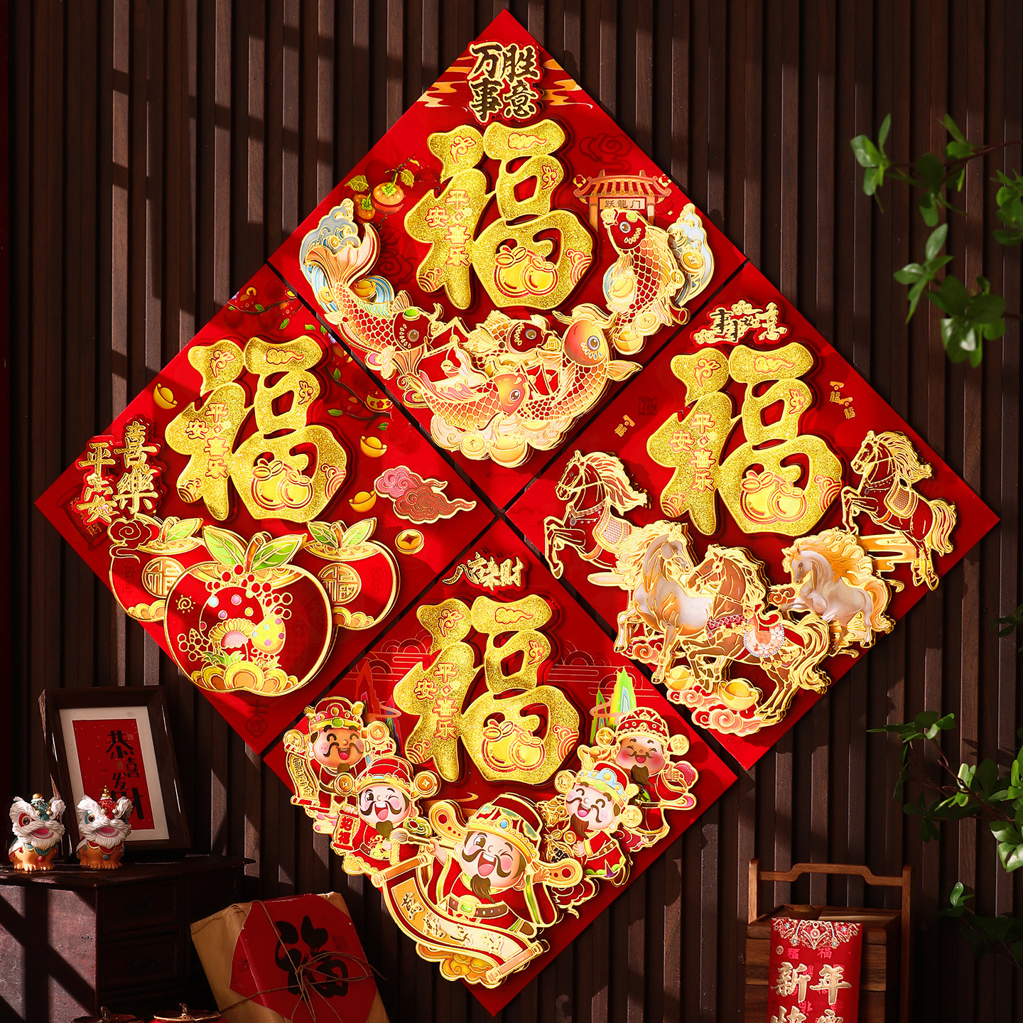 2026马年即将到来,入户门大门福字贴怎么选最吉祥喜庆?-门幅-淘宝百科网