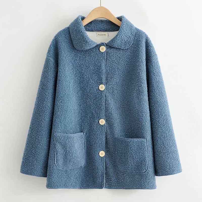 Middle-aged mother wear top spring double-sided velvet lamb wool loose and thin coat 40-year-old woman cover belly coat